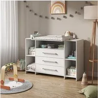 Vicco Wickelkommode Oskar, Weiß, 143 x 100 cm XL mit Schubladen