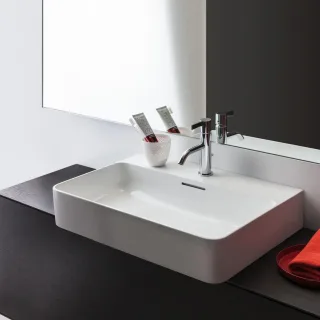 LAUFEN Aufsatz-Waschtisch Val 420x600x155, 3 Hahnlöcher, ohne Überlauf, geschliffen weiss H8162830001581