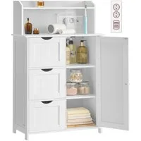 VASAGLE Badkommode Badezimmerschrank Badschrank Toilettenschrank, mit Tür, Steckdosenleiste, Schubladen
