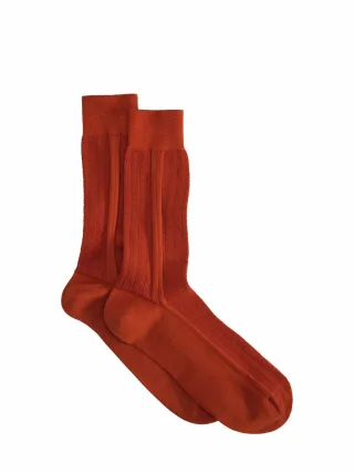 Mey & Edlich Herren Riffel-Businesssocke Orange 80 % Baumwolle, 20 % Polyamid