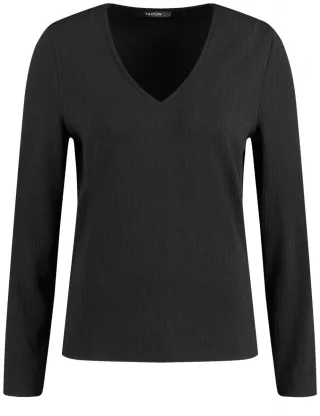 TAIFUN - Langarmshirt aus Strutur-Jersey schwarz - Gr. - 34