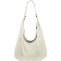Caspar Schultertasche Damen Vintage Leder Tasche Hobo Bag - CLASSIC LINE - Modell No.617, 100% italienisches Veloursleder, samtig weich, angenehmer Tragekomfort