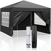 LALAHO Faltpavillon 3x3 m Gartenpavillon mit 4 seitenteilen Pop Up Pavillon UV-Schutz 50+, mit 4 Seitenteilen, Partyzelt höhenverstellbarer, mit Tragetasche, für Garten Camping