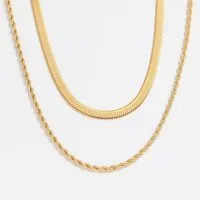 ROUGEMONT Schlangenkette Moderne Layering Halskette 45cm Wasserfest, Wasserfest