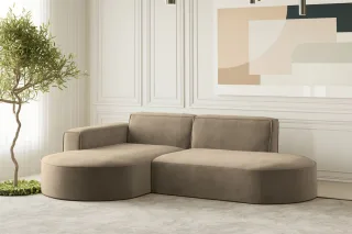 Ecksofa Designersofa PALMA XS in Stoff Noel Braun Ottomane Links