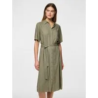 pieces Hemdblusenkleid PCPIA 2/4 MIDI SHIRT DRESS WVN NOOS mit Bindegürtel