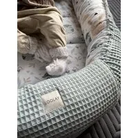 Loolay Bettnestchen Minze WAFFELPIQUE/ HASE Beige Weiß Babynest Babyausstattung, (Reisebett Nestchen SOLO/ o. in PREMIUM Geschenk SETS für Neugeborene, 1-tlg., 4 Jahreszeiten ATMUNGSAKTIVER WAFFELSTOFF Bestseller GESCHENK), LOOLAY® - 100% Europäische