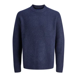 Jack & Jones Pullover York Ollie Strick Rundhals Blau