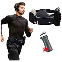 Mutig Gürteltasche Hüfttasche mit Trinkflasche,wasserdicht Sport Bauchtasche,Verstellbar (Laufen Hüfttasche Damen Herren Mit Reflektstreifen, Sports Trinkgürtel für Joggen, Fitness,Reisen, Camping, Outdoor), für Geschenk zu Anlässen wie Geburtstagen 