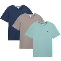 bonprix T-Shirt (Packung, 3-tlg., 3er) Regular Fit, Kurzarm, für den Alltag, aus Baumwolle und Viskose