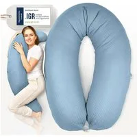 SEI Design Stillkissen Seitenschläferkissen Babynestchen mit EPS Mikroperlen, Schwangerschaftskissen mit Bezug, Schwangerschaftskissen mit Bezug, Musselin BIO Baumwolle