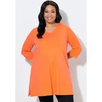 Ulla Popken Longshirt Longshirt A-Linie V-Ausschnitt 3/4-Arm