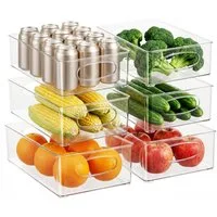 Youyijia Aufbewahrungsbox Kühlschrank Organizer Set 6er Stapelbare Kühlschrankboxen in 3 Größen