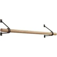 SO-TECH® Wandgarderobe 120 x 150 mm mit Ø 30 mm Kleiderstange aus Holz (Spar-Set, 1 St), Rohstahl lackiert mit 50 cm Garderobenstange aus Eiche