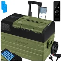 KESSER Kühlbox Kompressor Kühlbox elektrisch Gefrierbox APP-Steuerung USB-Anschluss, 52 l, 12/24 V 230V, +Teleskopstange, 2x Kühlbox Räder Kühlschrank -20 °C