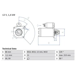 Bosch Anlasser 1,4 kW Renault Grand Megane Sc?nic 1,9 0986024130