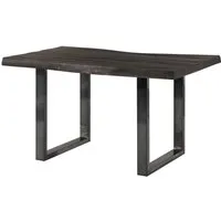 Massivmoebel24 Esstisch FREEFORM (Massivholz, Massivholztisch), Baumtisch Mango 140x90x77 grau / U-Beine anthrazit FREEFORM 5