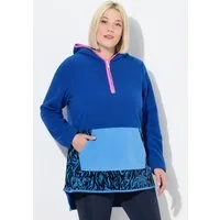 Ulla Popken Sweatshirt Long-Fleecehoodie Colorblocking Kapuze Langarm