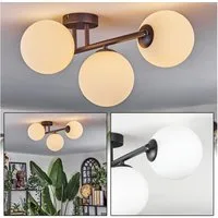 hofstein Deckenleuchte Deckenlampe aus Metall/Glas in Schwarz/Milchglas/Weiß, ohne Leuchtmittel, Deckenleuchte im Retro/Vintage-Design (Schirme Ø 15 cm), 3 x G9