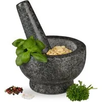 relaxdays Mörser Granit Mörser mit Stößel groß