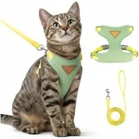 Ledander Katzen-Geschirr, verstellbares Katzegeschirr, Ausbruchsicher Katzengarnitur, Brustgeschirr für Katzen, Kätzchen, Hunde, Katzegeschirr mit Leine