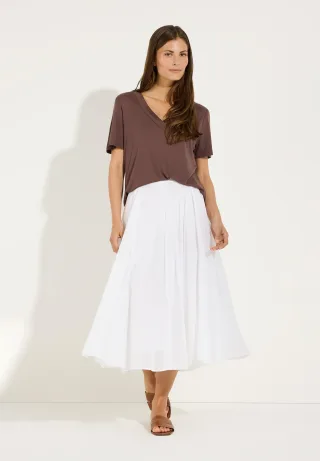 MORE & MORE - feminines Shirt mit V-Ausschnitt braun - Gr. - 40