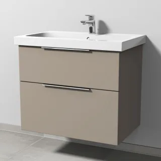 Sanipa 3way Waschtischunterbau zu Geberit iCon Light Waschtisch mit 2 Auszügen, Sandgrau-Matt UF57467