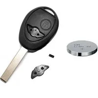 mt-key Auto Schlüssel Reparatur Ersatz Gehäuse 2 Tasten + 1x passende CR2032 Knopfzelle, CR2032 (3 V), für MINI One Clubman Cooper Funk Fernbedienung