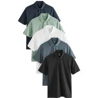 Next Poloshirt Slim Fit Kurzarm-Poloshirts aus Jersey, 5er-Pack (5-tlg)