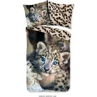 PURE luxury collection Kinderbettwäsche Mascha, Microfaser, 2 teilig, Mikrofaser, 135x200, Pflegeleicht, Reißverschluss, Wende Kind, Leopard