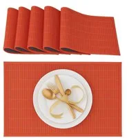 relaxdays Platzset Tischset 6er Set Bambus, (6x Tischmatte), rot
