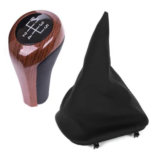 5-Gang Schaltknauf Holz Optik + Schaltmanschette für BMW 3er E30 ab 1982-1994