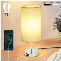 Nettlife Nachttischlampe Nachttischlampe touch dimmbar mit Ladefunktion USB, mit Ladefunktion USB, LED wechselbar, Warmweiß, für Schlafzimmer kinderzimmer Bedside