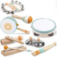 Zaewry Lernspielzeug Baby-Musikinstrumente - Montessori-Musikspielzeug für Kleinkinder (8-St), Schlaginstrumentenset aus Holz, Musikspielzeug in neutralen Farben