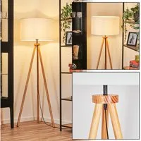 hofstein Stehlampe Stehlampe aus Holz/Metall im modernen Boho-Design, ohne Leuchtmittel, Stehleuchte mit Schirm aus Stoff und Fußschalter, Ø 50 cm, 154 cm, E27