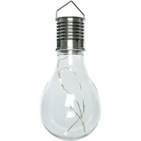 Lumineo LED Solarleuchte, Dauerlicht, warmweiß, Solar Gartenleuchte LED Birne Glühbirne Kunststoff 8x14cm warmweiß