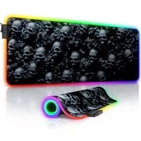 Titanwolf Gaming Mauspad RGB Mousepad 800 x 300 x 3 mm, LED Multi Color XL Tischunterlage, rutschfest, abwaschbar, Geschwindigkeit & Präzision, Skulls