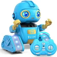 POPOLIC RC-Roboter Roboter Kinder Spielzeug, wiederaufladbar und projizierbar (1-tlg., RC-Roboter mit LED-Augen und Musik, RC-Spielzeug mit Gestensensor), für ab 3 4 5 6 7 8 9 10 Jahre Jungen und Mädchen Geschenk(Blau)