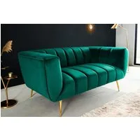 riess-ambiente 2-Sitzer NOBLESSE 165cm smaragdgrün / gold · Couch mit Bezug aus Samt, Einzelartikel 1 Teile, Federkern-Polsterung · Metall-Füße · Lounge-Sofa im Retro Design