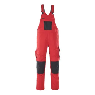 MASCOT Leipzig Latzhose mit Knietaschen UNIQUE Rot / Schwarz 54 - 12069-203-0209-76C54