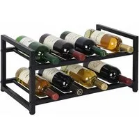 relaxdays Weinregal Metall 8 Flasche, schwarz