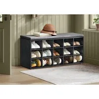 VASAGLE Schuhbank Sitzbank, Schuhregal mit Sitzfläche, mit Kissen und 15 Fächern, 105 x 30 x 48 cm