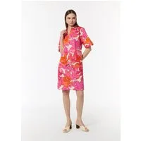 comma Minikleid Kleid Baumwoll-Kleid mit Hemdkragen und All-over-Print
