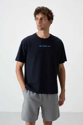 Übergröße Bedrucktes Rundhals-T-Shirt