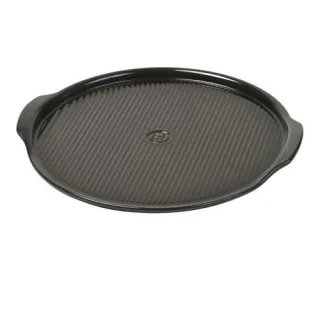 Emile Henry Pizzastein 37 cm geriffelt Fusain/Kohle
