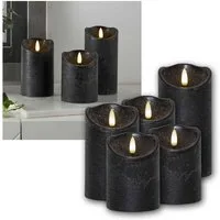 STAR TRADING LED-Kerze LED Echtwachs-Kerze 3D FLAMME RUSTIC 5er Set schwa