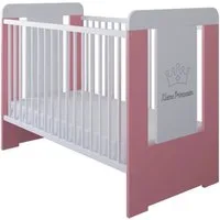 Kids Collective Babybett Gitterbett höhenverstellbar, herausnehmbare Sprossen, Kleine Prinzessin Gravur 60x120 weiss pink Mädchen, mit Matratze