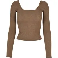 URBAN CLASSICS Langarmshirt Urban Classics Damen Ladies Rib Squared Neckline Longsleeve (1-tlg)