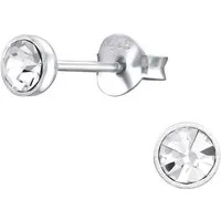 ALEXANDER YORK Paar Ohrstecker SILBER KRISTALL 4 mm I weiß, 2-tlg., 925 Sterling Silber