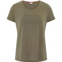 GARDENA T-Shirt Damen Schriftzug vorne, Staubiges Olivgrün mit Frontprint, weiche Viskose mit Elasthananteil